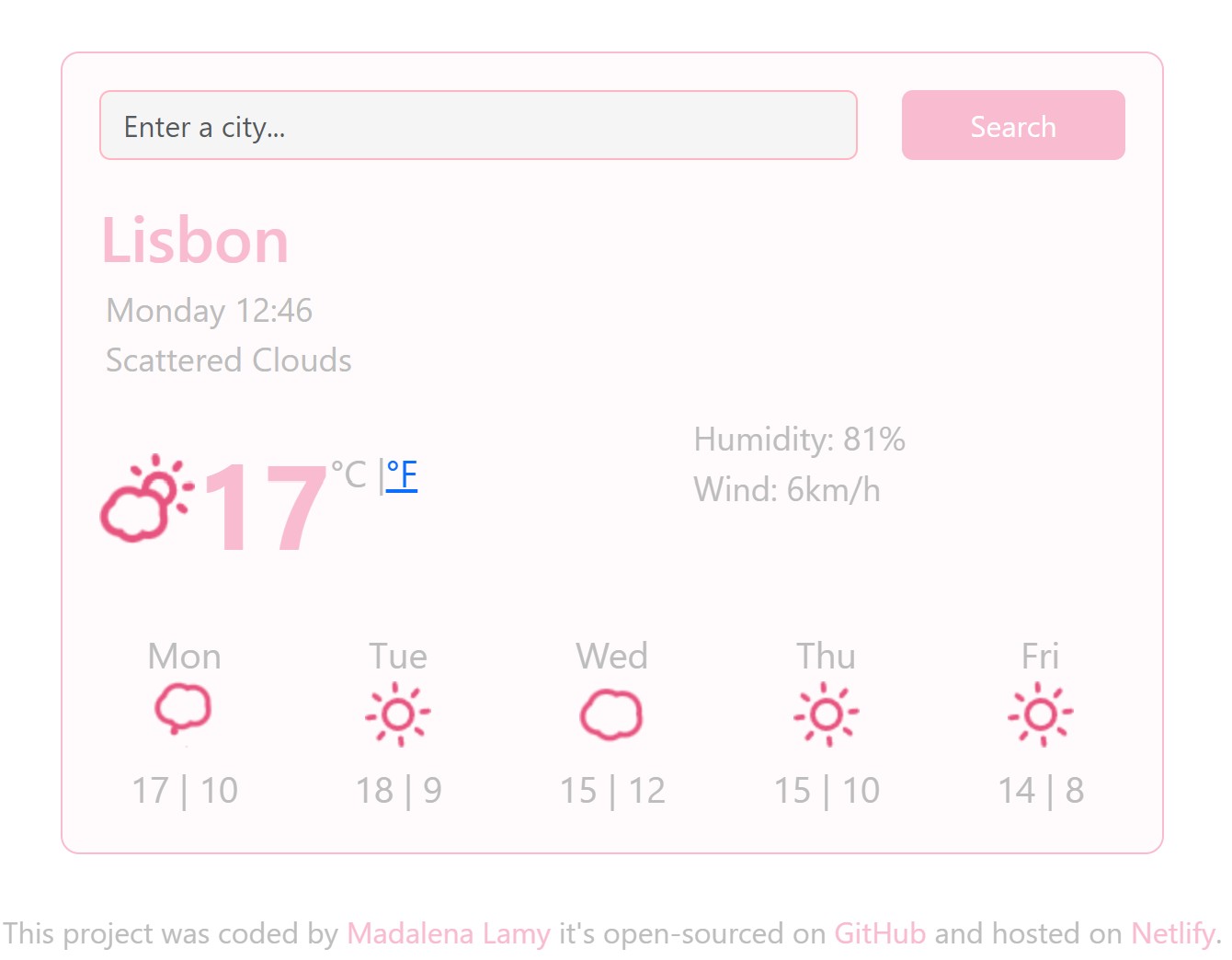 WeatherReact-app preview
